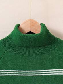 Chico adolescente Jersey con patrón geométrico cuello alto de manga raglán