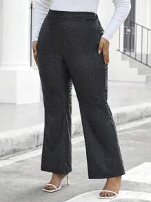 SHEIN Clasi Pantalon Évasé Jacquard Grande Taille Pour Femme