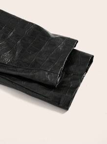 SHEIN EZwear 大碼鱷魚壓紋腰帶西裝外套 - 黑色 - 查看 3