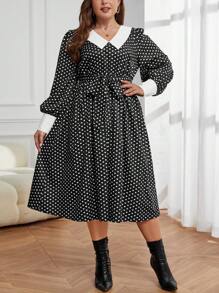 SHEIN Privé 大碼連身裙 - 黑色 - 查看 5