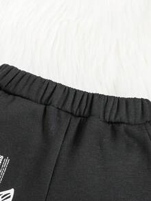 口袋字母 蝴蝶型女童（小）衛褲 - 黑色 - 查看 4