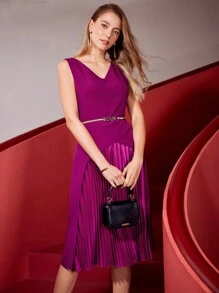 MOTF PREMIUM PLEATED DRESS DRESS WITHOUT BELT - Hot Pink - View 4