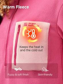 In My Nature Đồ họa Chữ cái Vạt trước một nửa khóa kéo Áo cao cổ Lông cừu Áo nỉ - Hồng - Xem 3