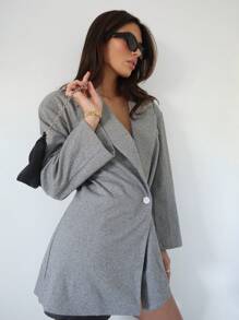 SHEIN Essnce Lapel Neck Single Button Blazer Dress