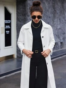 BizChic 素色前紐扣風衣外套 - 白色 - 查看 4