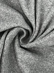 SHEIN EZwear 纯色女式西装领腰带大衣 - 灰色 - 查看 4