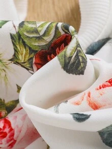 女嬰休閒圓領花卉印花長袖衛衣,百搭風格 - 白色 - 查看 4