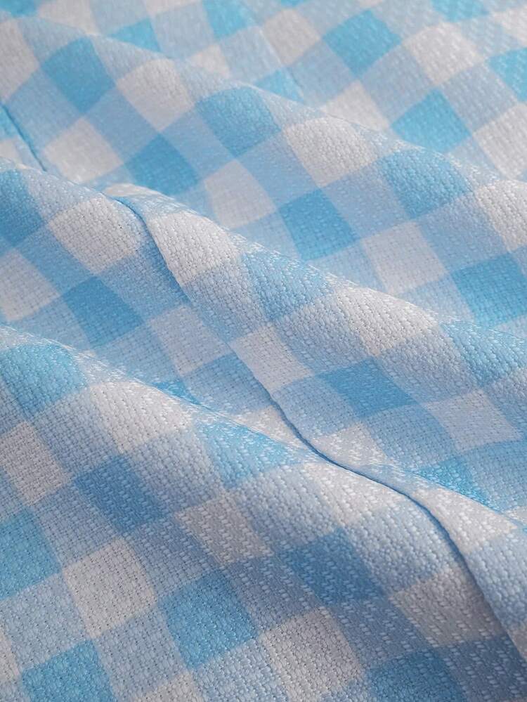 Gingham Print Appliques Split Hem Cami Dress