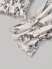 SHEIN MOD 印花荷葉袖大翻領襯衫 - 彩色 - 查看 5