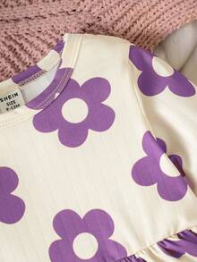 女嬰印花洋裝附髮帶 - 紫色 - 查看 5