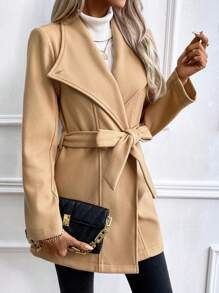 SHEIN Essnce 羊毛外套 - 棕色 - 查看 3