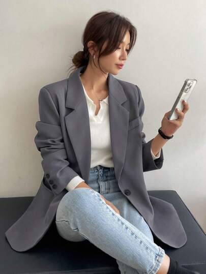 DAZY 商务休闲纯色西装外套