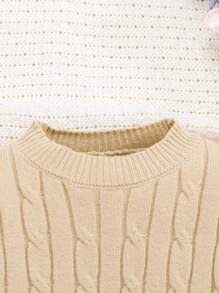 SHEIN Infant Casual One Piece Sweater Jumpsuit With Long Sleeves, Long Pants, And Round Neckline