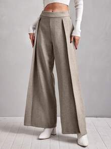 EURMUSE Women's Drawstring Wide Leg Pants - Light Grey - View 1