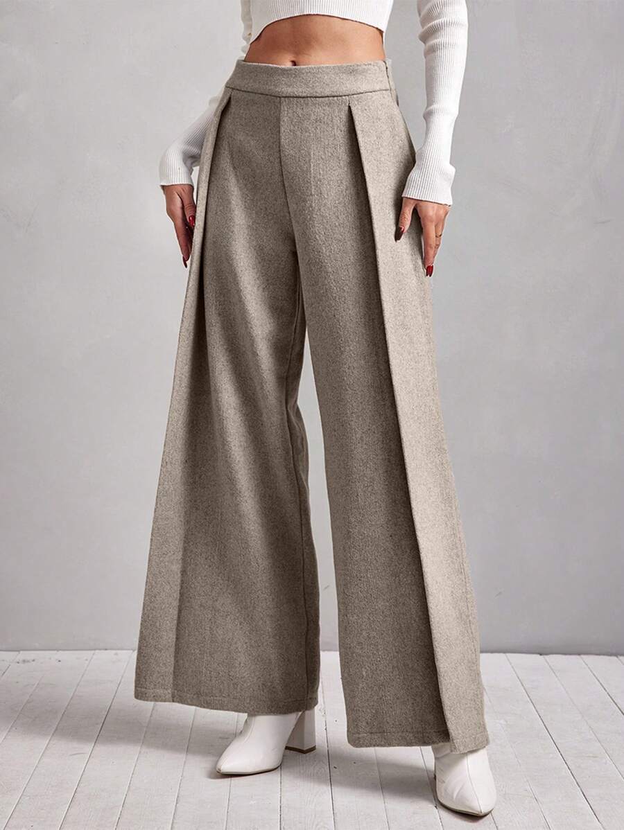 EURMUSE Women's Drawstring Wide Leg Pants - Light Grey - View 1