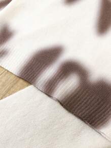 SHEIN Tween Girls' Slouchy Style Graphic Print Sweater Set, Winter - Apricot - View 4