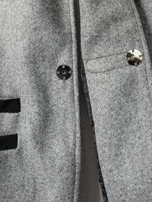 男士1入組麋鹿刺繡拼接邊粗花呢花呢外套 - 灰色 - 查看 6