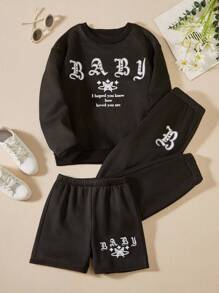 SHEIN 青少年女孩鬆緊褲外套短褲3入組 - 彩色 - 查看 2