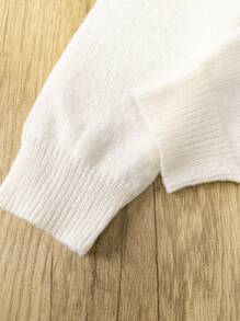 SHEIN Tween Girls' Slouchy Style Graphic Print Sweater Set, Winter - Apricot - View 6