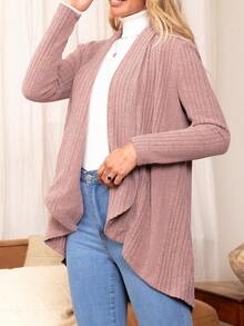 EMERY ROSE Mở Mặt trước Viền không đối xứng áo - Bụi hồng - Xem 6