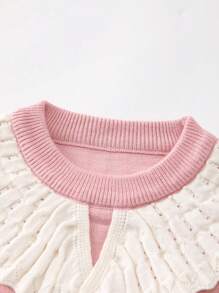 Baby Girl Contrast Foldover Collar Sweater