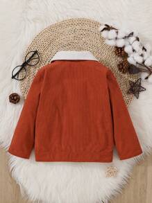 SHEIN 男嬰翻蓋細節羊絨領口外套