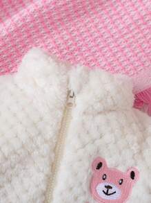 Baby Girl Two Tone Cartoon Embroidery Zip Up Jacket - Multicolor - View 6