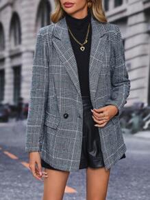 SHEIN Privé In kẻ sọc Nút đôi Áo vest - Nhiều màu - Xem 1