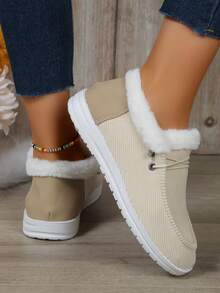 前繫帶女性冬天雪地靴 - 米色 - 查看 3