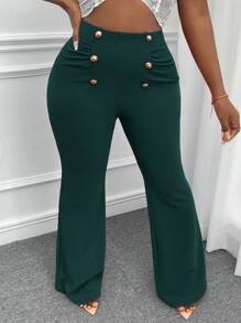Slaydiva Button Detail Flare Leg Pants