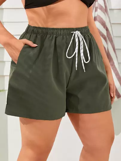 Swim Lushoire 加大碼休閒泳裝短褲,配有拉繩腰部設計