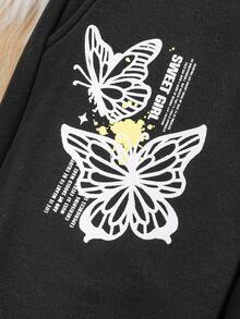 口袋字母 蝴蝶型女童（小）衛褲 - 黑色 - 查看 6