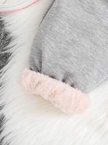 SHEIN Cô gái Tween Chi tiết Patched thư Lót nhiệt Quần thể thao - Màu Xám nhạt - Xem 7