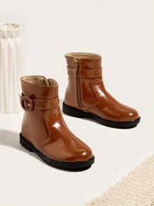 兒童流行簡約公主靴 - 棕色 - 查看 1