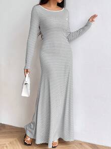 SHEIN Privé 鏤空露背魚尾裙下擺洋裝 - 彩色 - 查看 5