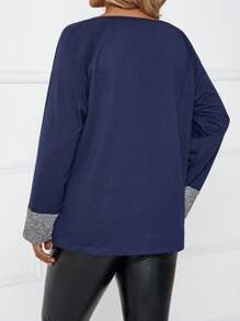EMERY ROSE Plus T-shirt Taille Avec Demi-patte De Boutonnage Et Panneaux Contrastants