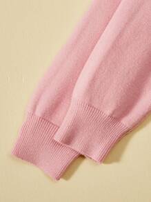 SHEIN Tween Girls' Zipper Half Placket Sweater Dress - Pink - View 6