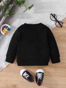 Đứa bé trai Đồ họa Hoạt hình Áo nỉ - màu đen - Xem 2