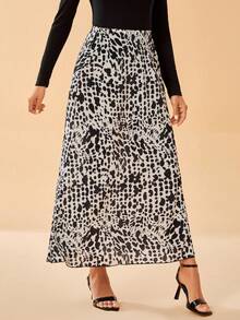 SHEIN Tall Allover Print Plisse Skirt - Multicolor - View 6
