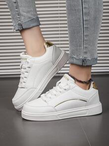 女款透氣皮革舒適白色運動休閒鞋,新款全匹配,時尚運動鞋