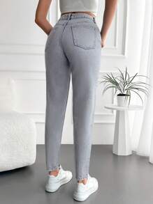 Cloudara Ladies' Solid Color Skinny Jeans - Light Grey - View 2
