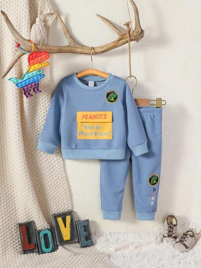 Bebê Menino Gráfica Letra Calças de Treino & Moletom