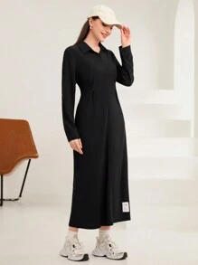 Seusyu 字母補丁細節襯衫洋裝 - 灰色 - 查看 5