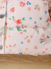 SHEIN Tween Girl 1 件小碎花印花夹棉外套 - 粉色 - 查看 4