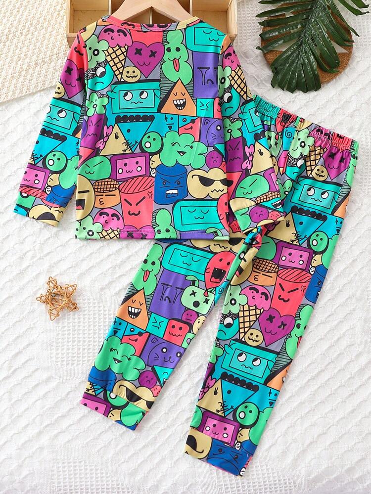 Boys' (toddler) Colorblock Cartoon Pattern Homewear