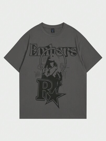 Prep T-shirt Graphique Avec Lettres Et Figures Pour Hommes