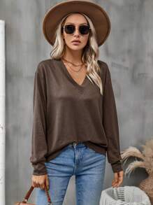 SHEIN LUNE 3pcs Solid V Neck Tee - Multicolor - View 4