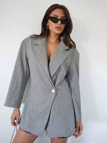 SHEIN Essnce Lapel Neck Single Button Blazer Dress