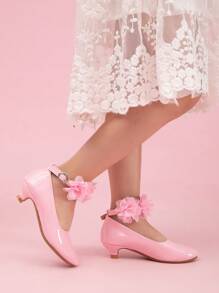 Spring New Style Lace Fashion Lady Dancing Small High Heels For Girls - Baby Pink - View 5