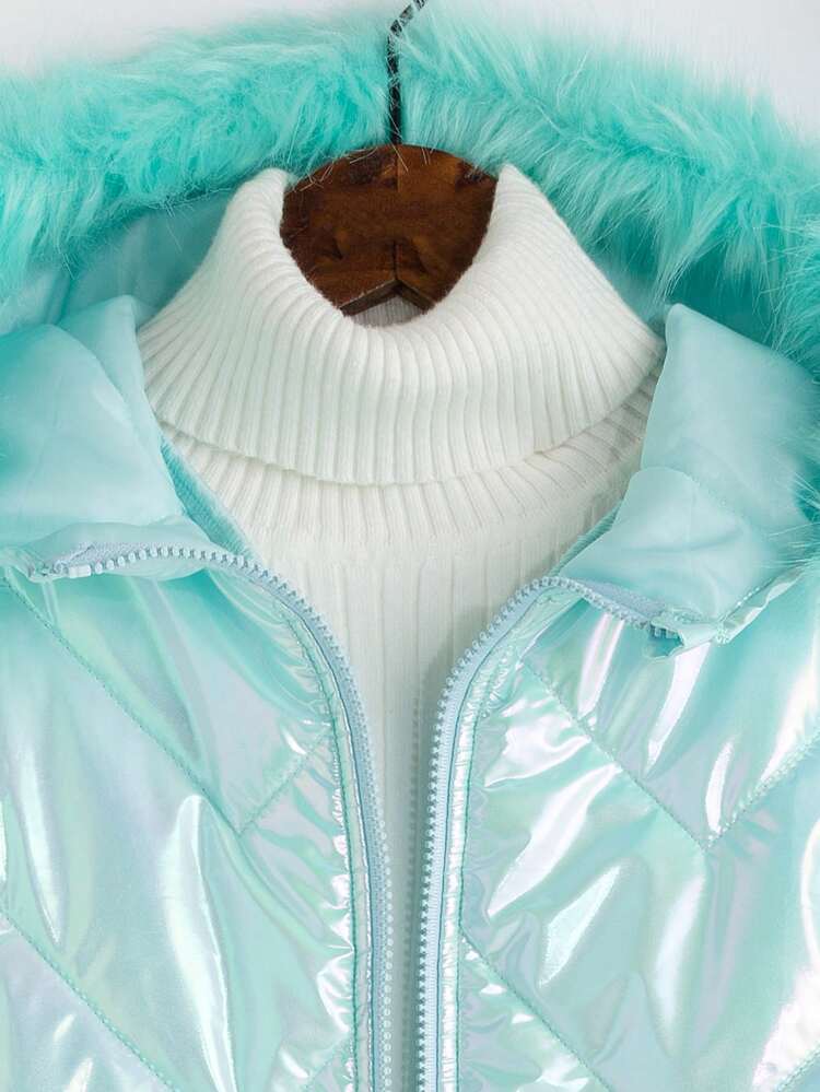 Tween Girls' Colorful Trimmed Hooded Cool & Sweet -padded Coat For Autumn And Winter